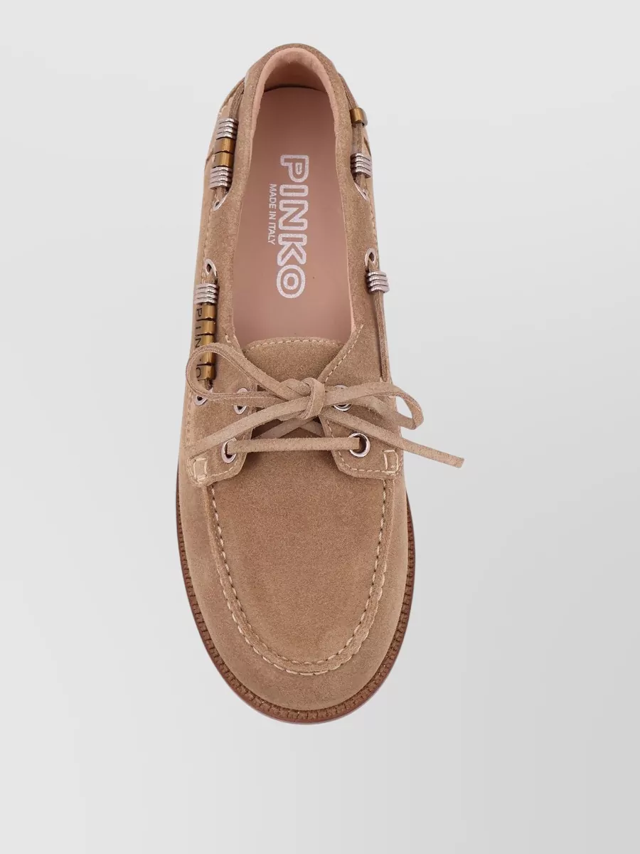 Pinko Loafers Lace Detail Rubber Sole Moccasins