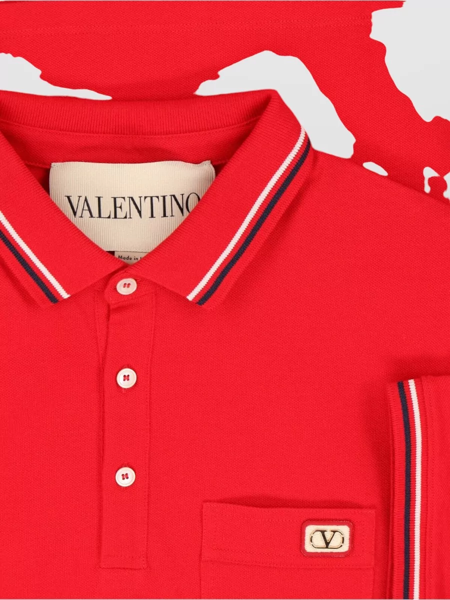 Valentino Polo Shirt Short Sleeves Chest Pocket Cuffs