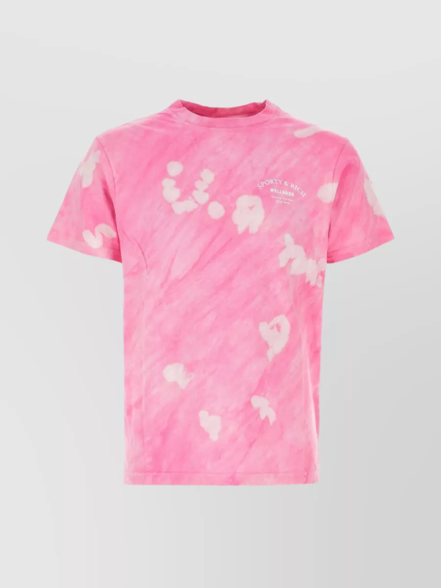 Shop Sporty And Rich Wellness Studio Bleached Tie-dye Crew-neck T-shirt In Pink