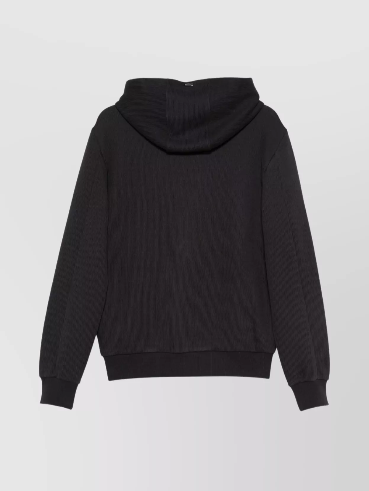 Herno Hooded Drawstring Jackets With Ribbed Finish In Black