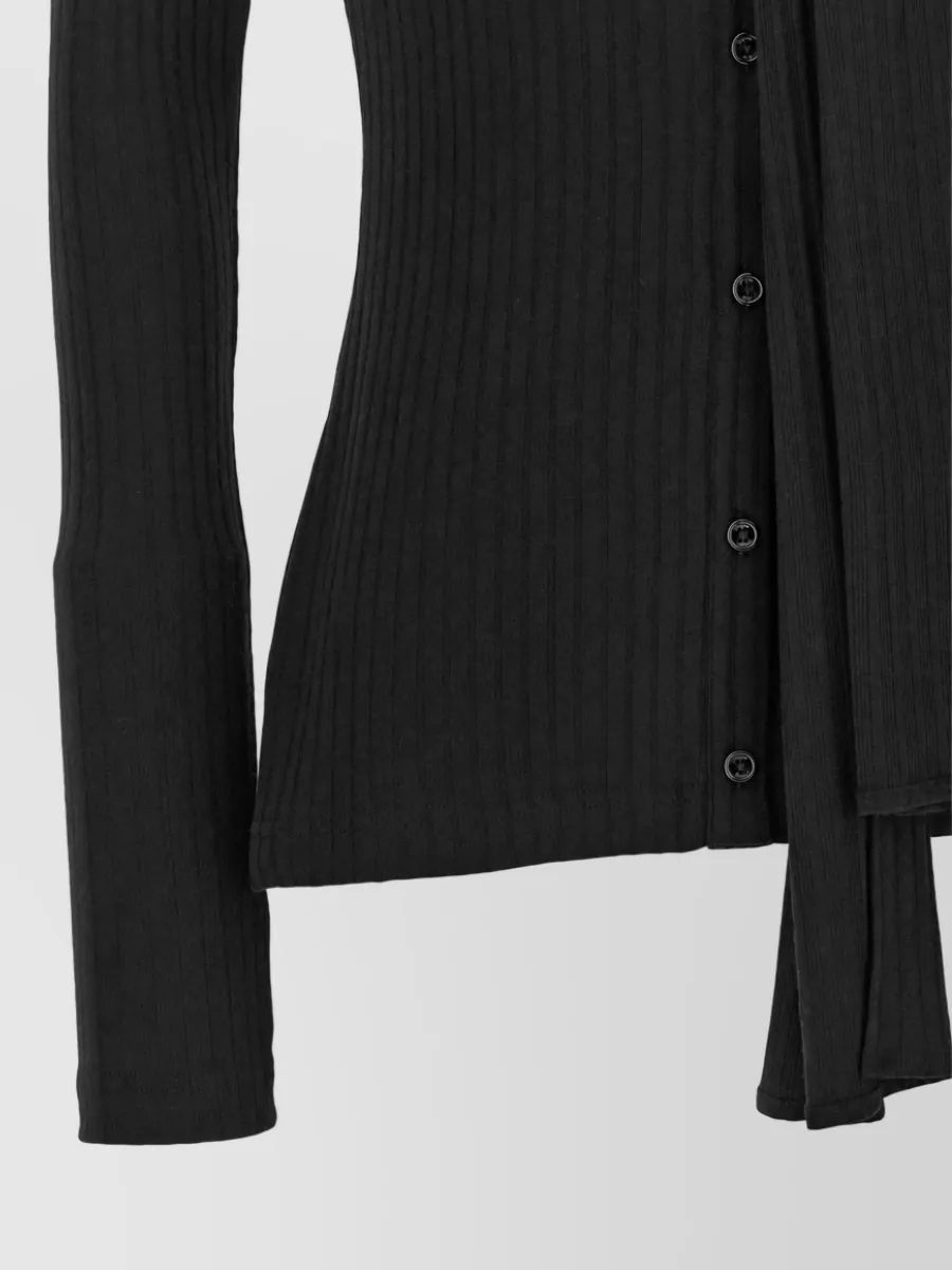 Totême Ribbed Lavallière Neck Cardigan