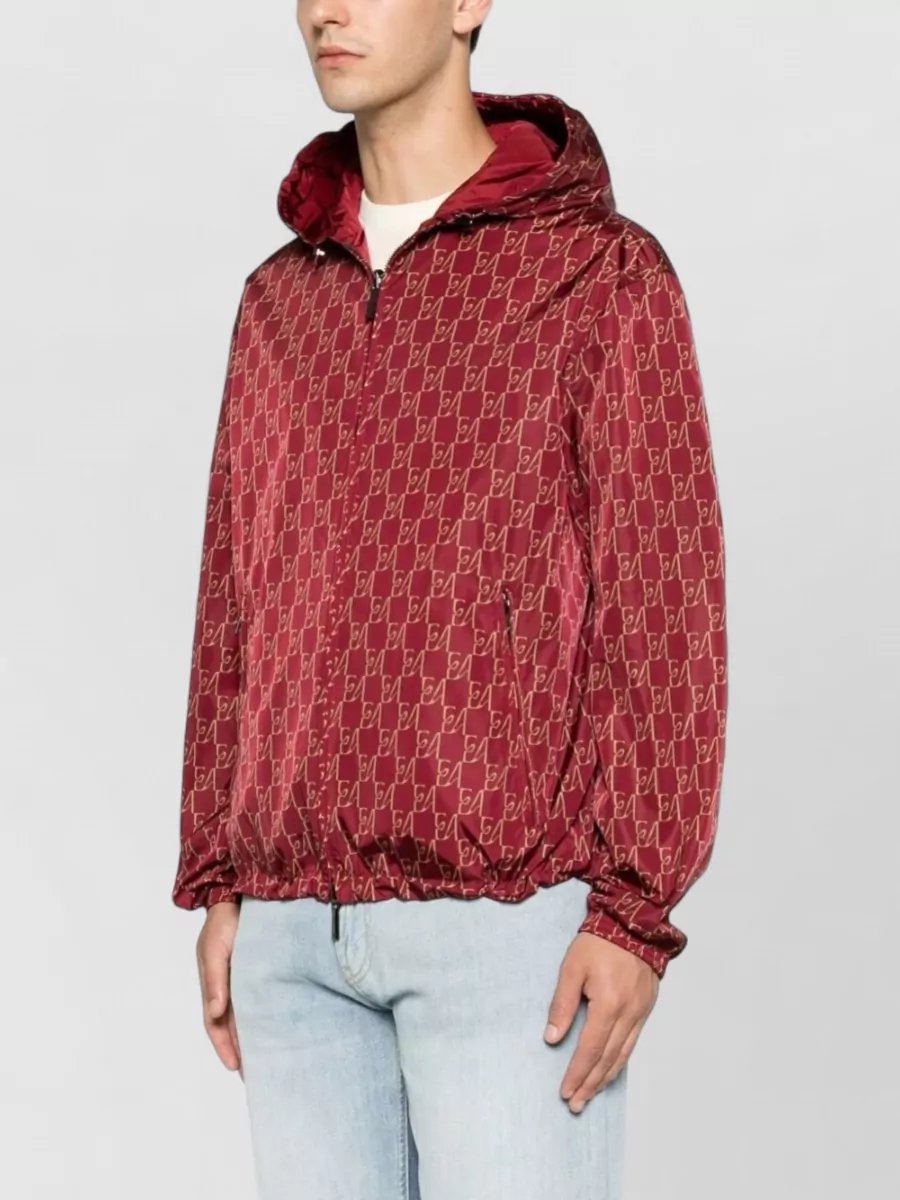 Emporio Armani Hooded Monogram Nylon Raincoat
