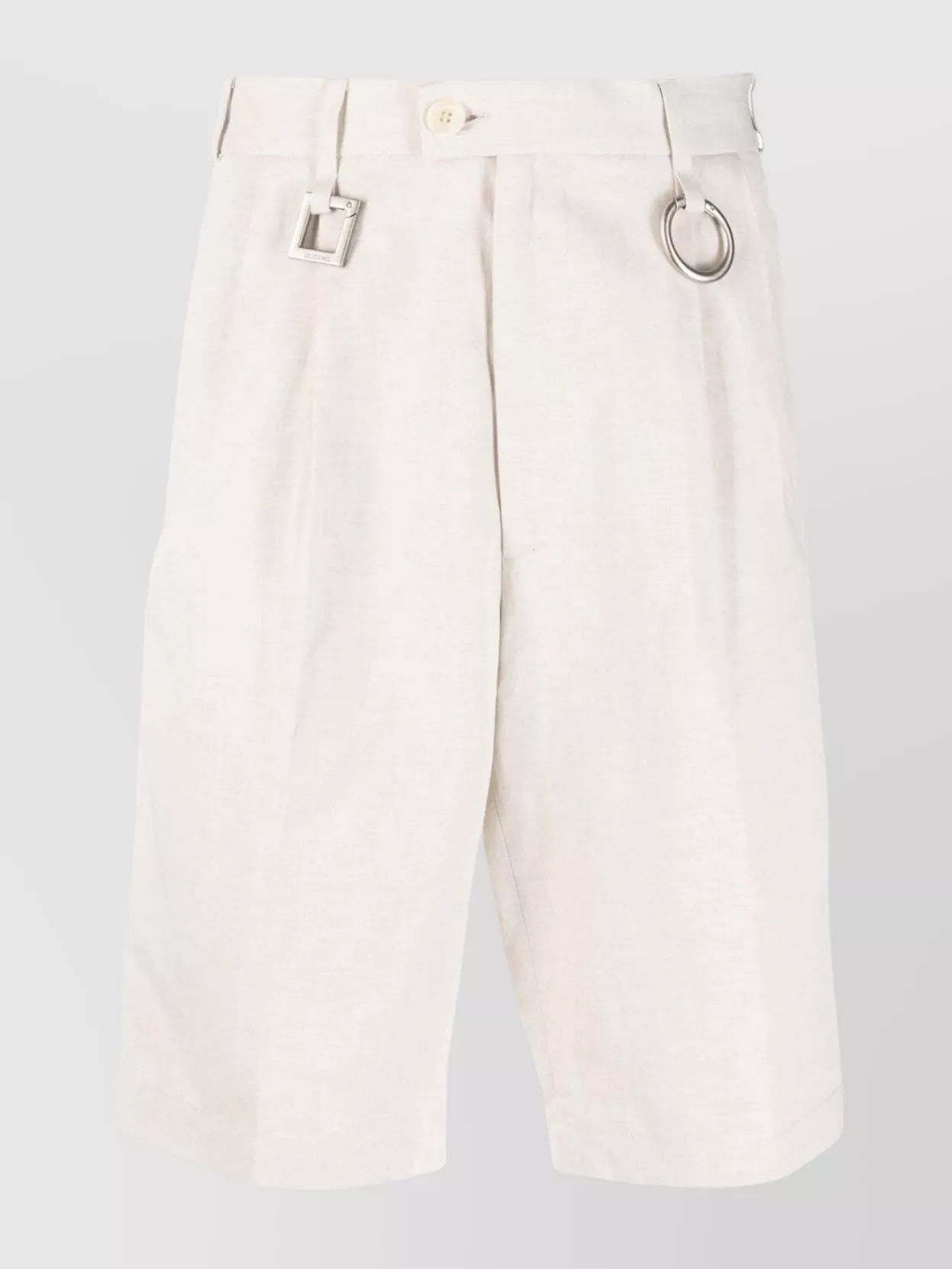 Shop Jacquemus Pleated Hem Cotton-linen Shorts In White