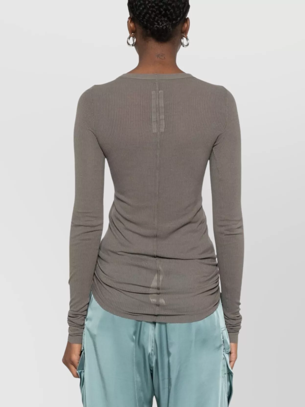 Rick Owens Ribbed Crew Neck Sweater With Extra-long Sleeves