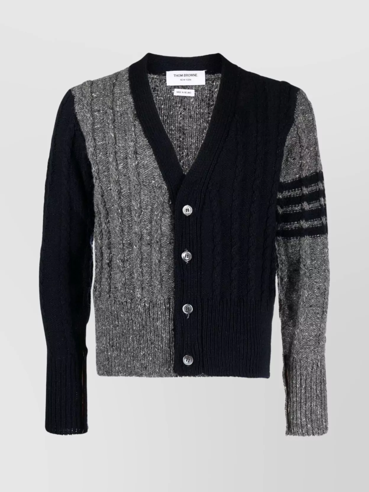 Shop Thom Browne Versatile Cable Knit Crewneck Sweater In Black