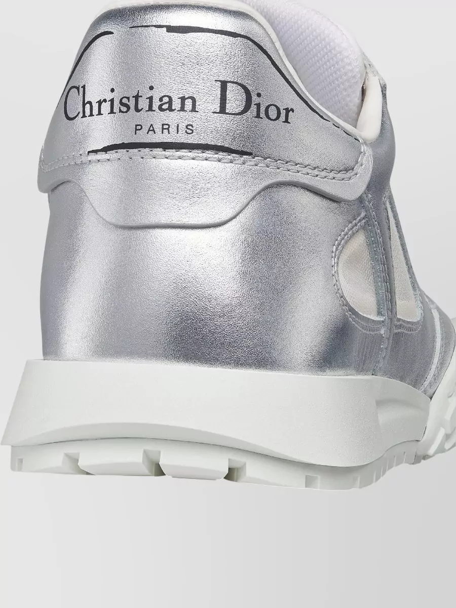 Christian Dior Metallic Sneakers With Rubber Sole And Mesh Panels