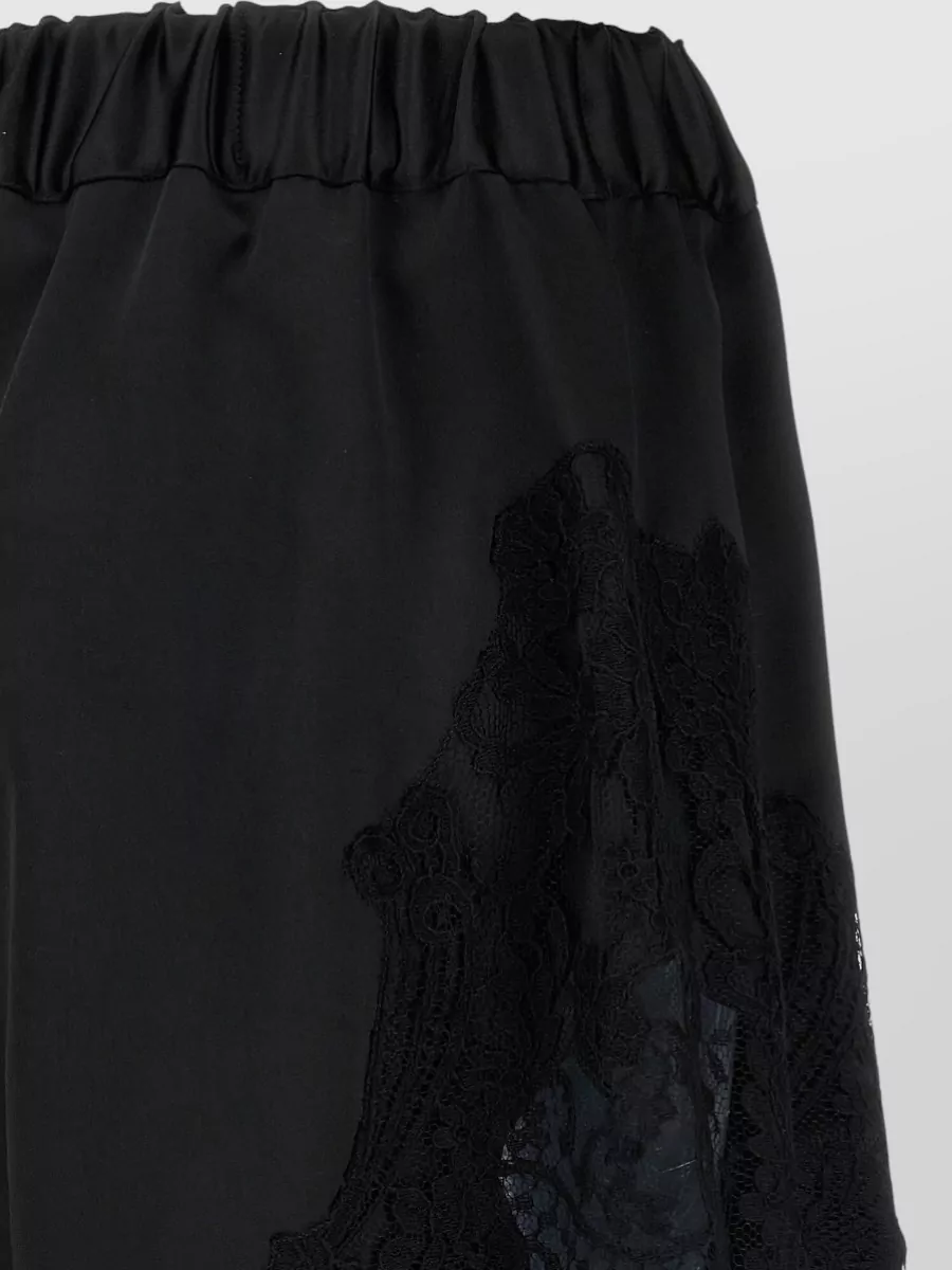 Versace High Waist Shorts Lace Panel Design In Black