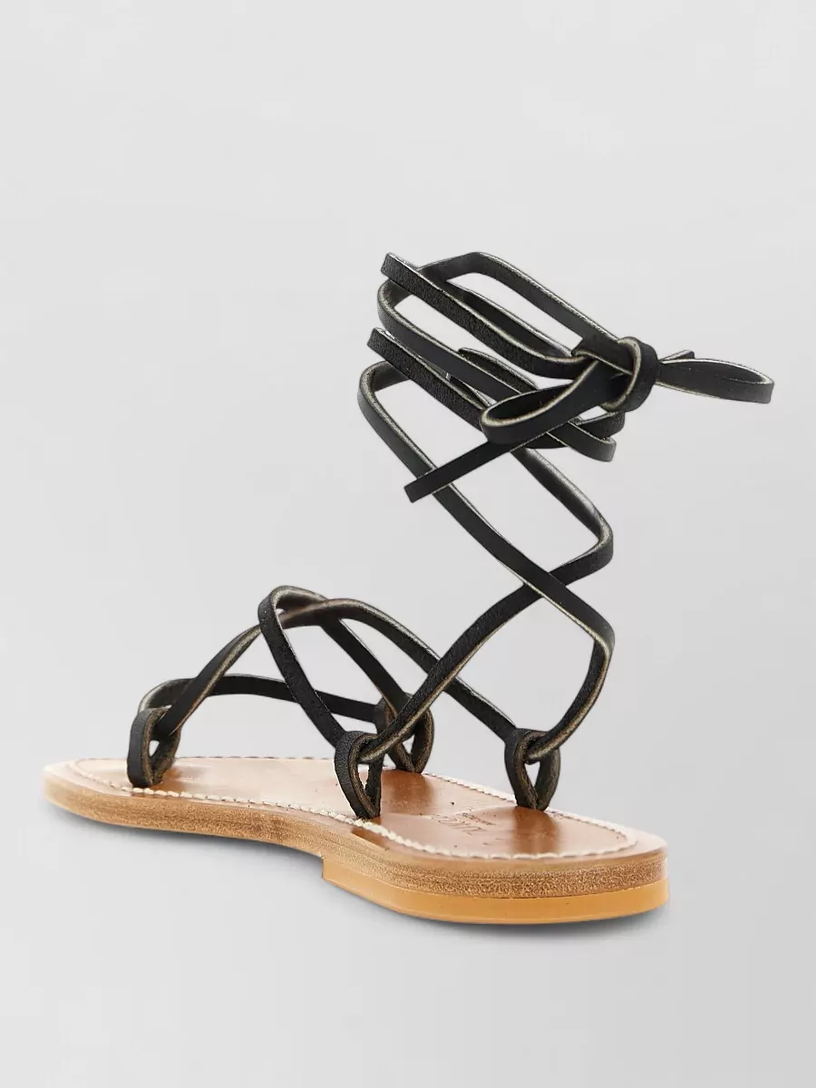 Kjacques Bikini Flat Sandals Casual Open Toe In Black