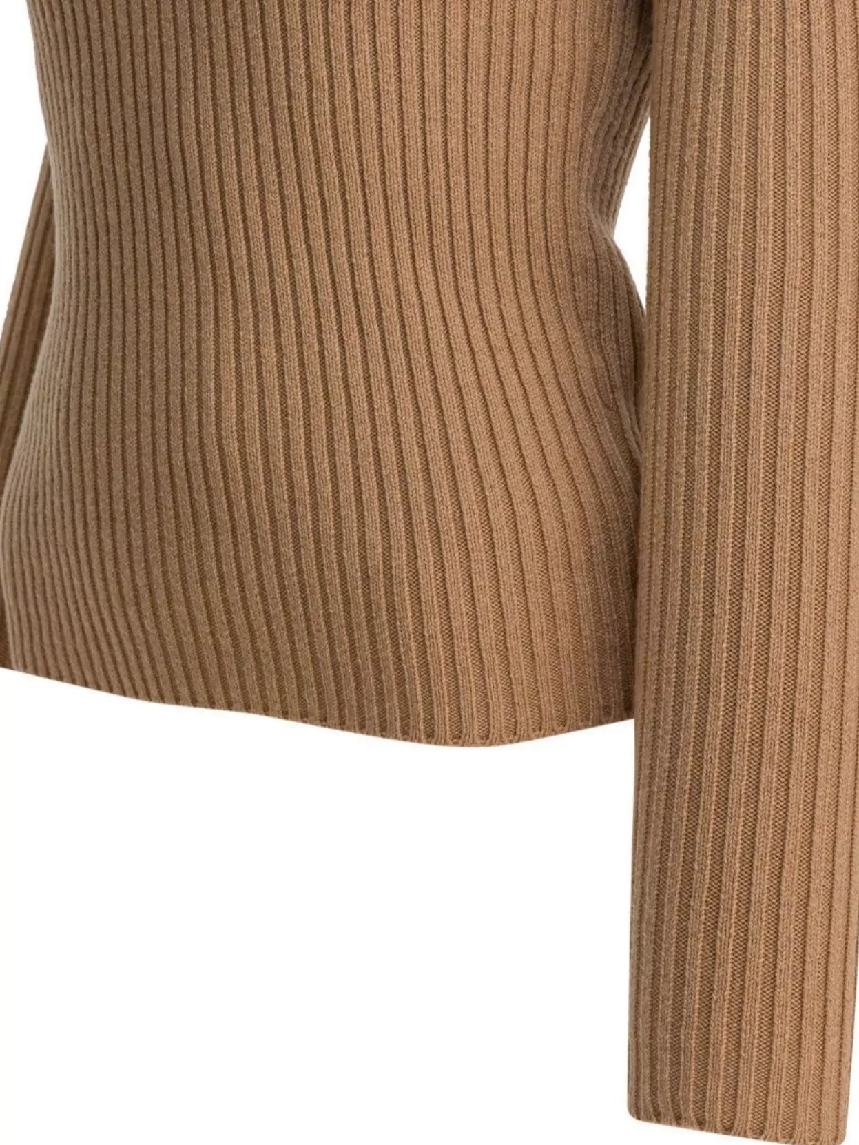 Max Mara Wool And Cashmere Turtleneck Sweater Knitwear Beige In Brown