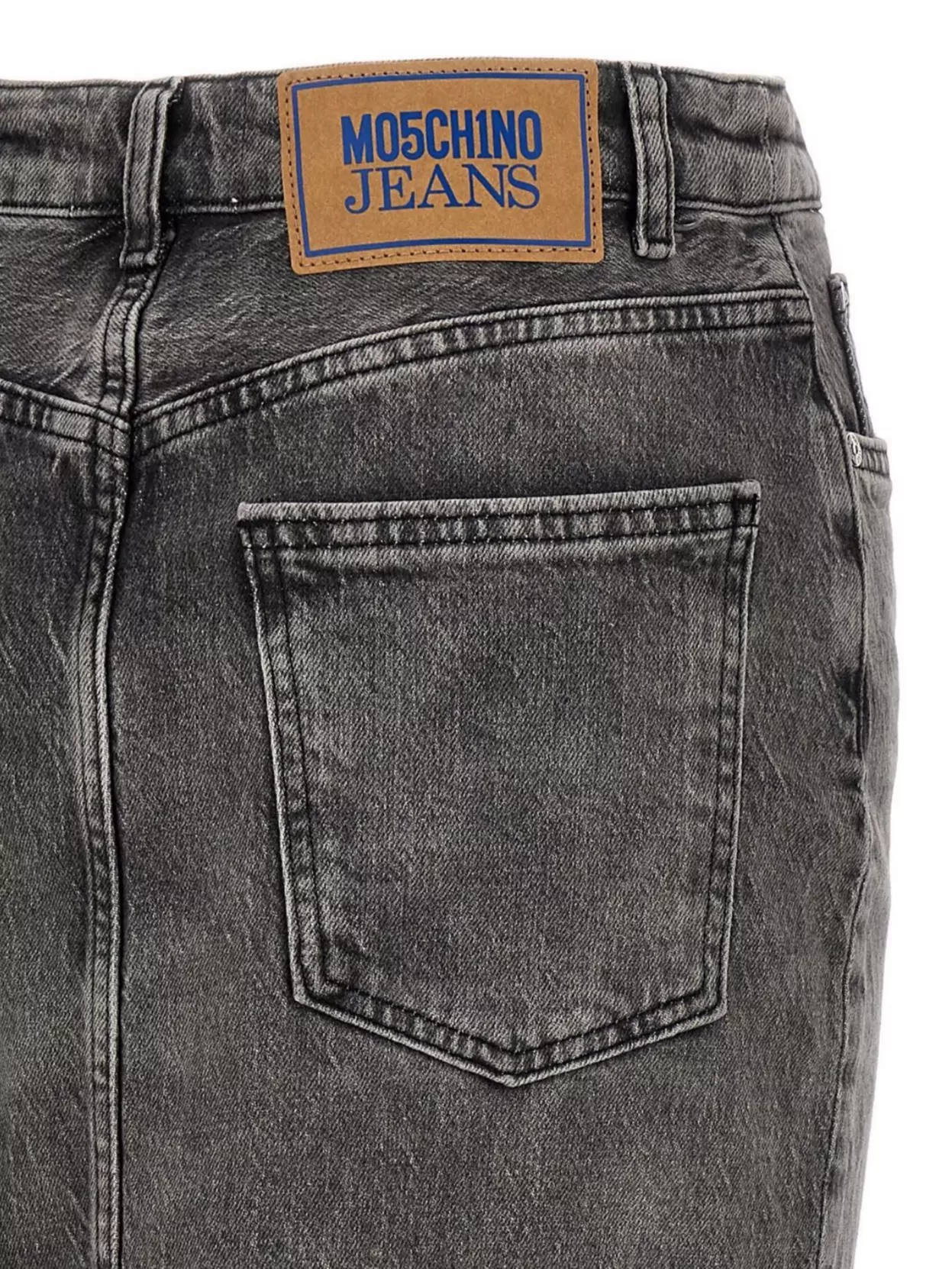 Moschino Denim Skirt With Back Pockets And Belt Loops