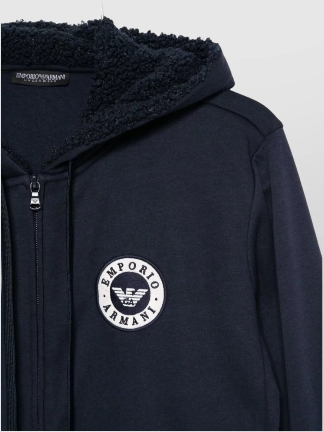 Emporio Armani Hooded Knit Sweatshirt With Ribbed Cuffs And Hem