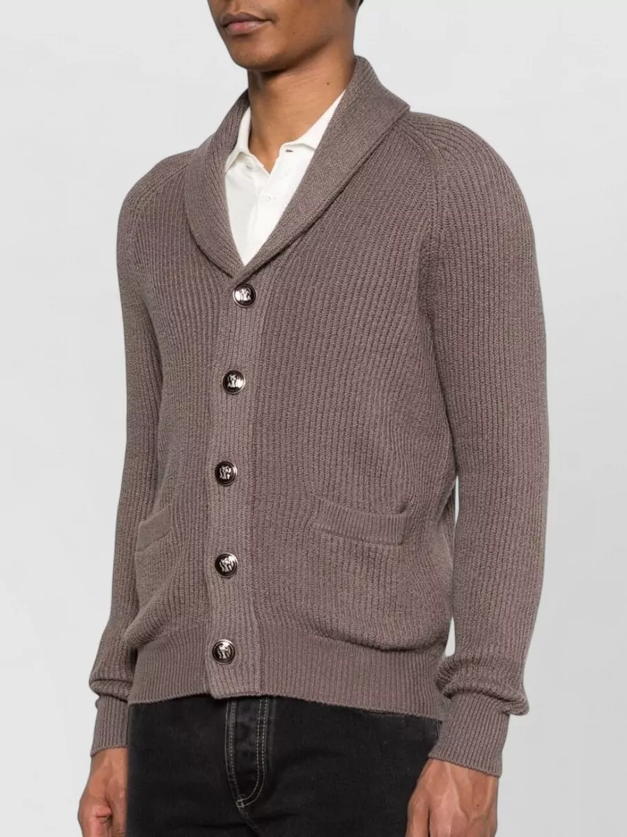 Brunello Cucinelli Ribbed Knit Shawl Collar Cardigan