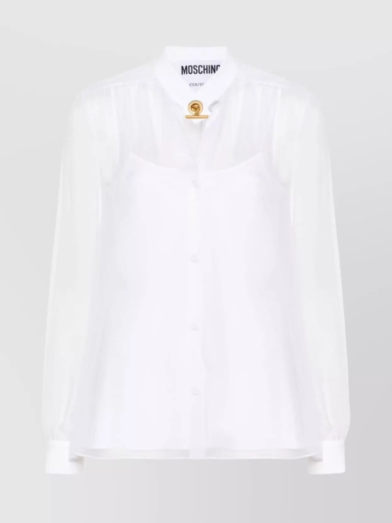 Shop Moschino Layered Sheer Buttoned Cuffs Top In White