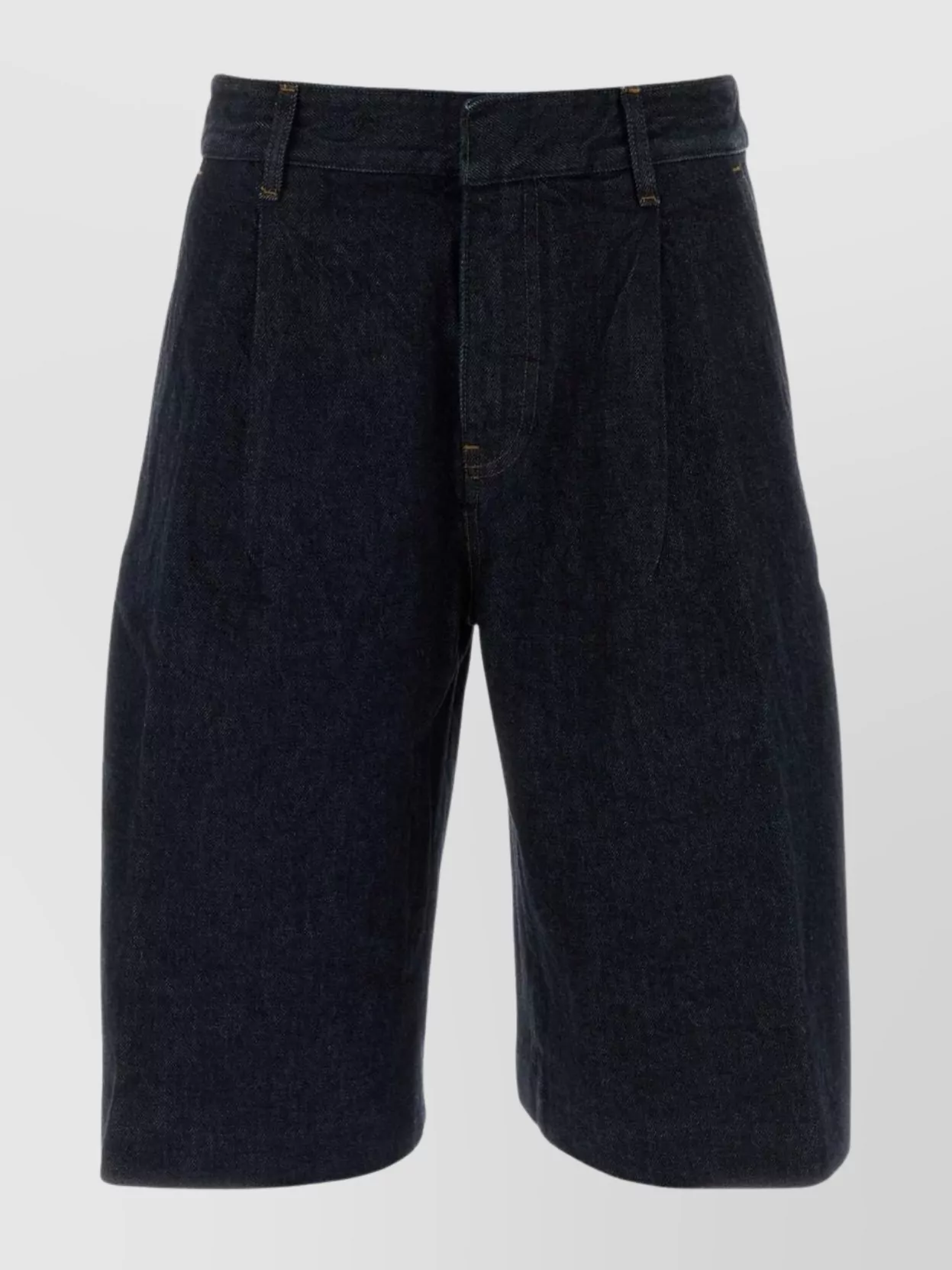 Frame Tailored Denim Bermuda Shorts Featuring Pleats In Black