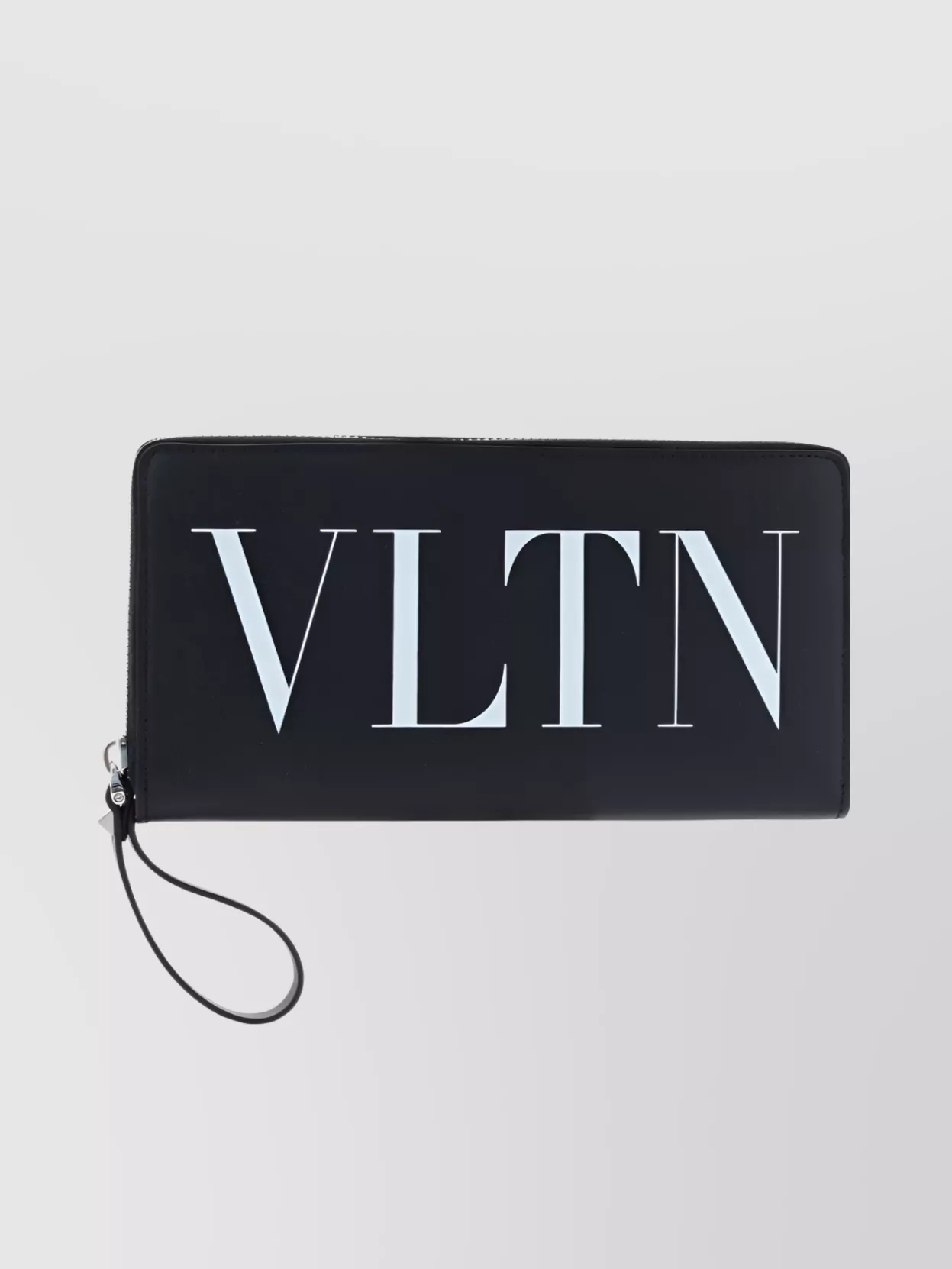 Shop Valentino Leather Texture Wrist Strap Wallet In Black