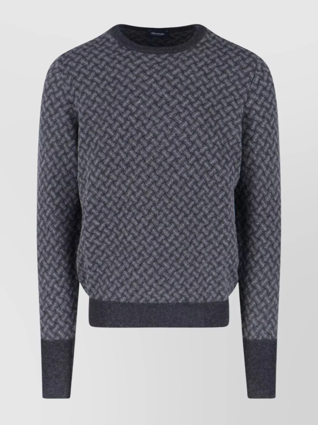 Drumohr Crewneck Sweater With Ribbed Cuffs And Hem In Blue