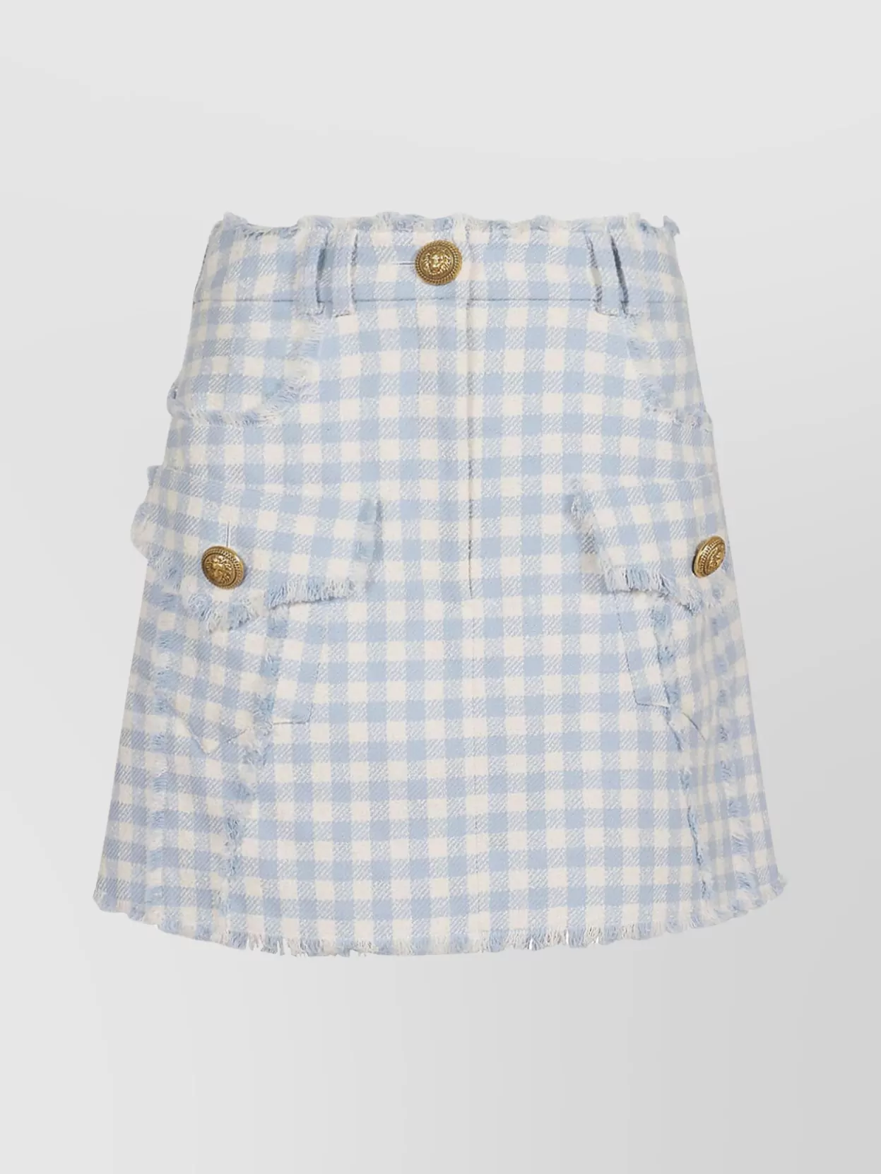 Shop Balmain Checkered Tweed Mini Skirt With Front Pockets