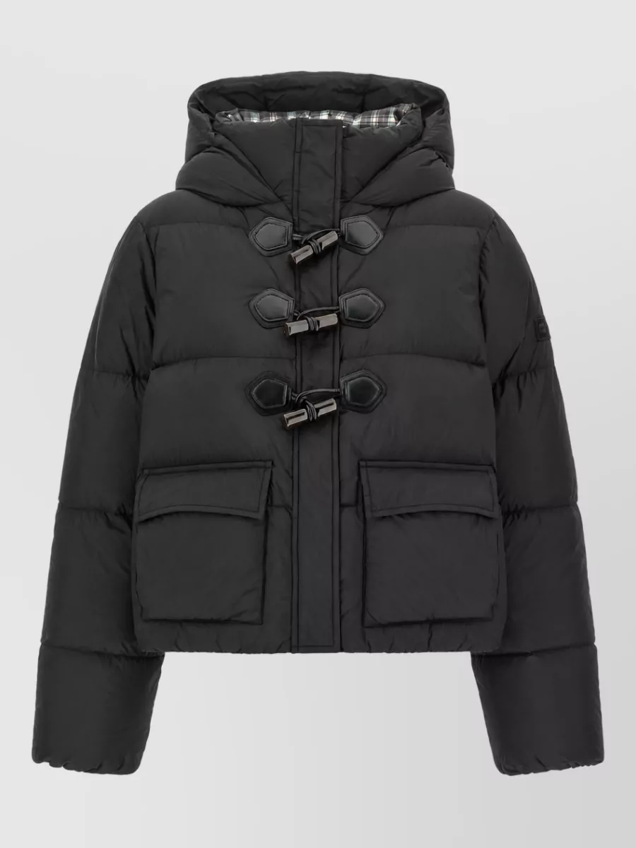 Ganni Down Cropped Hooded Quilted Puffer Jacket