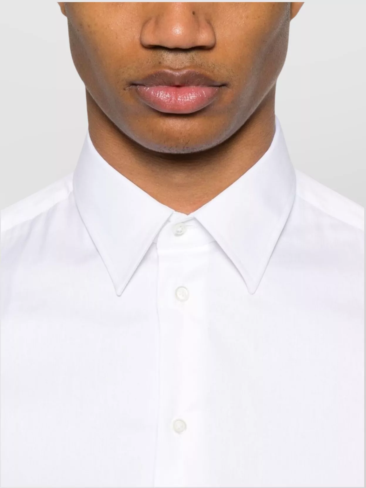 Emporio Armani Cotton Shirt With Button-Down Collar And Curved Hem