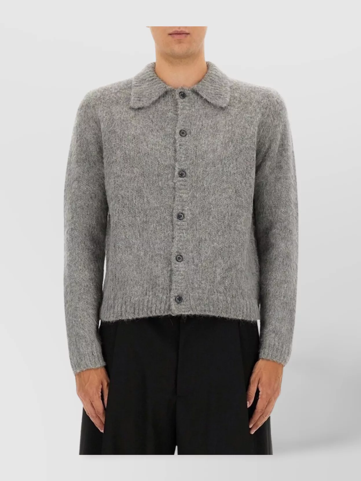 Dries Van Noten Soft Textured Long Sleeve Knit Cardigan