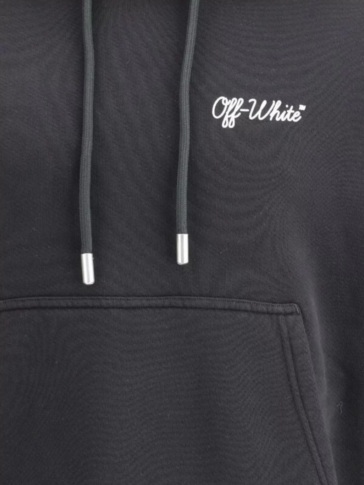 Off-white Hoodie With Drawstring-adjustable Kangaroo Pocket