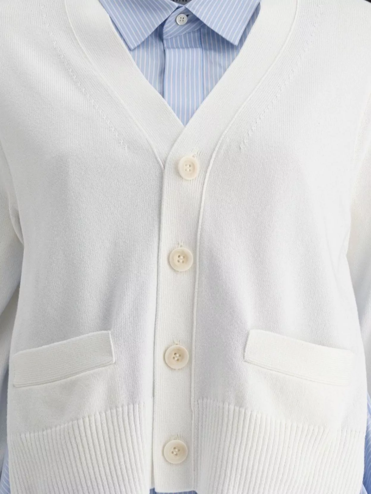 Sacai V-Neck Layered Cardigan Patch Pockets