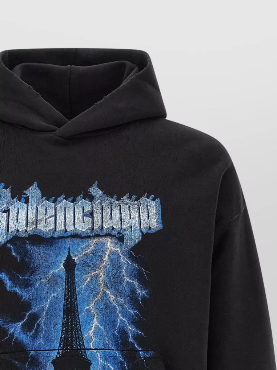 Balenciaga Cotton Relaxed-Fit Logo-Print Hoodie