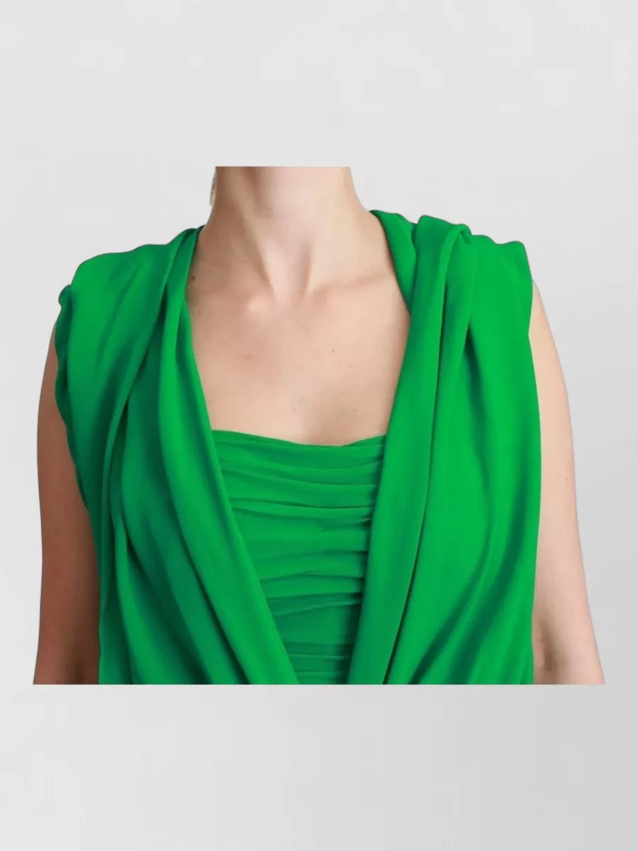 Dolce&Gabbana Silk V-Neck Sleeveless Pleated Midi Dress