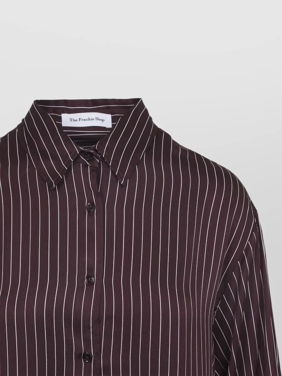 The Frankie Shop Satin Fluid Shirt Collared Neck Stripes Long Sleeves
