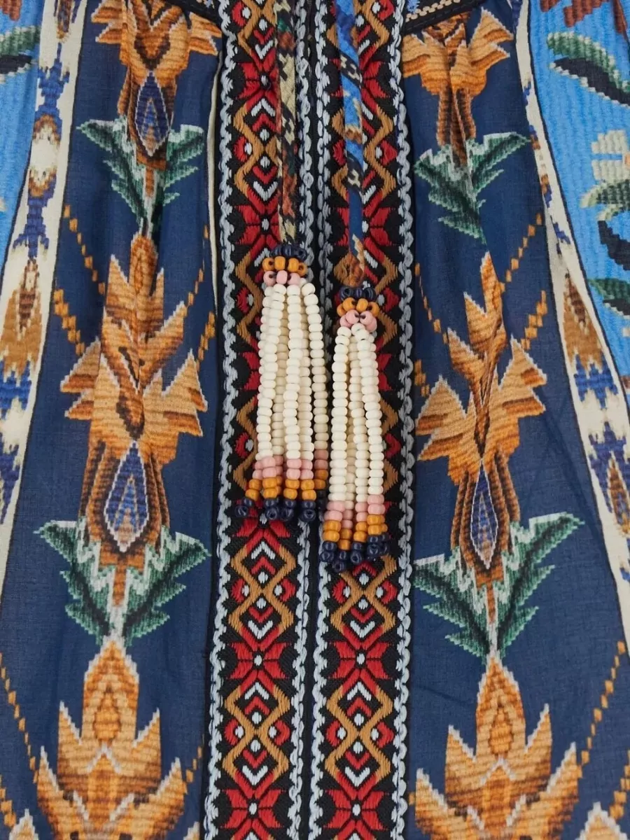 Farm Rio Embroidered Short Sleeve Blouse