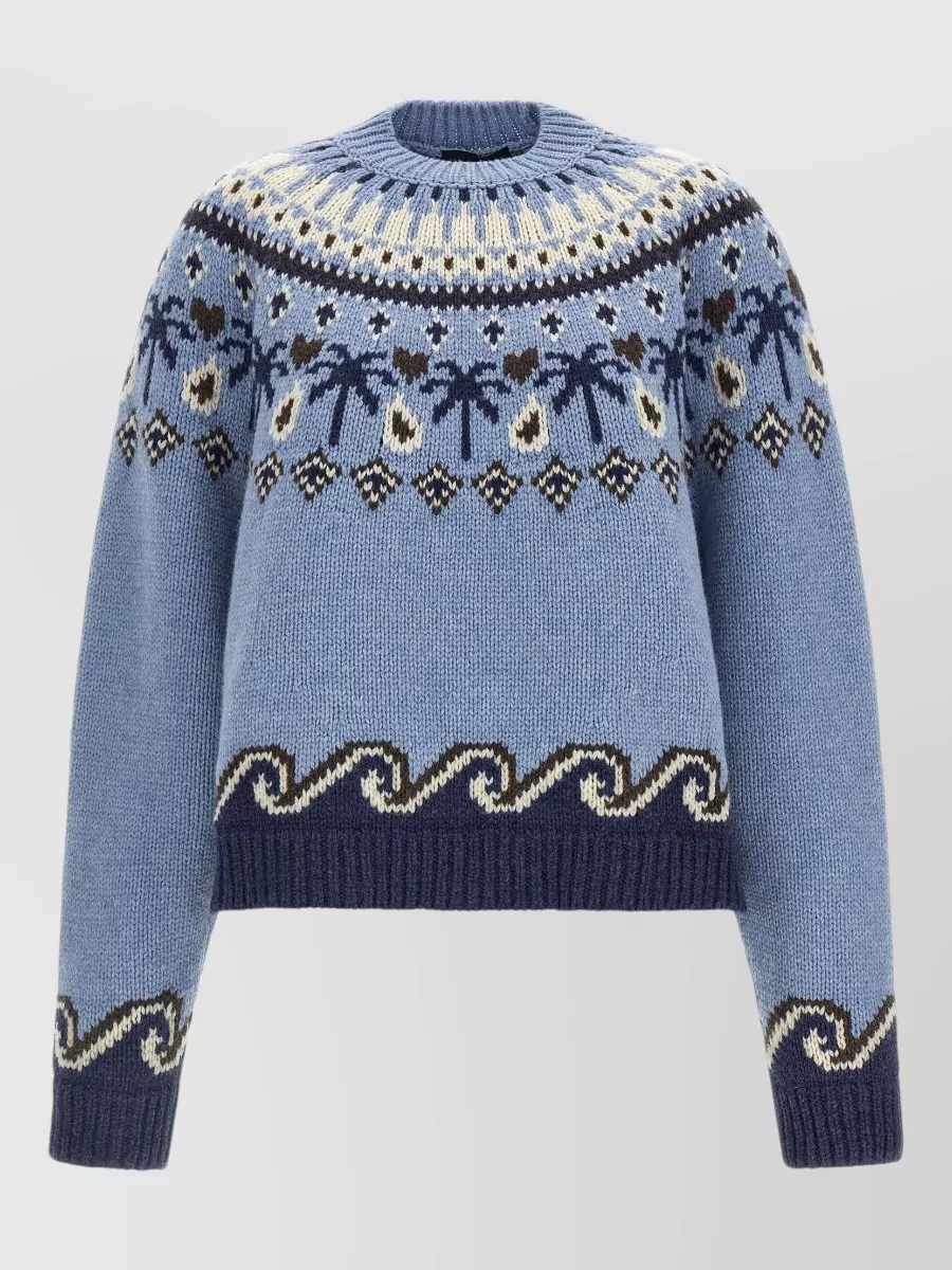 Alanui virgin wool fair isle jacquard crewneck jumper