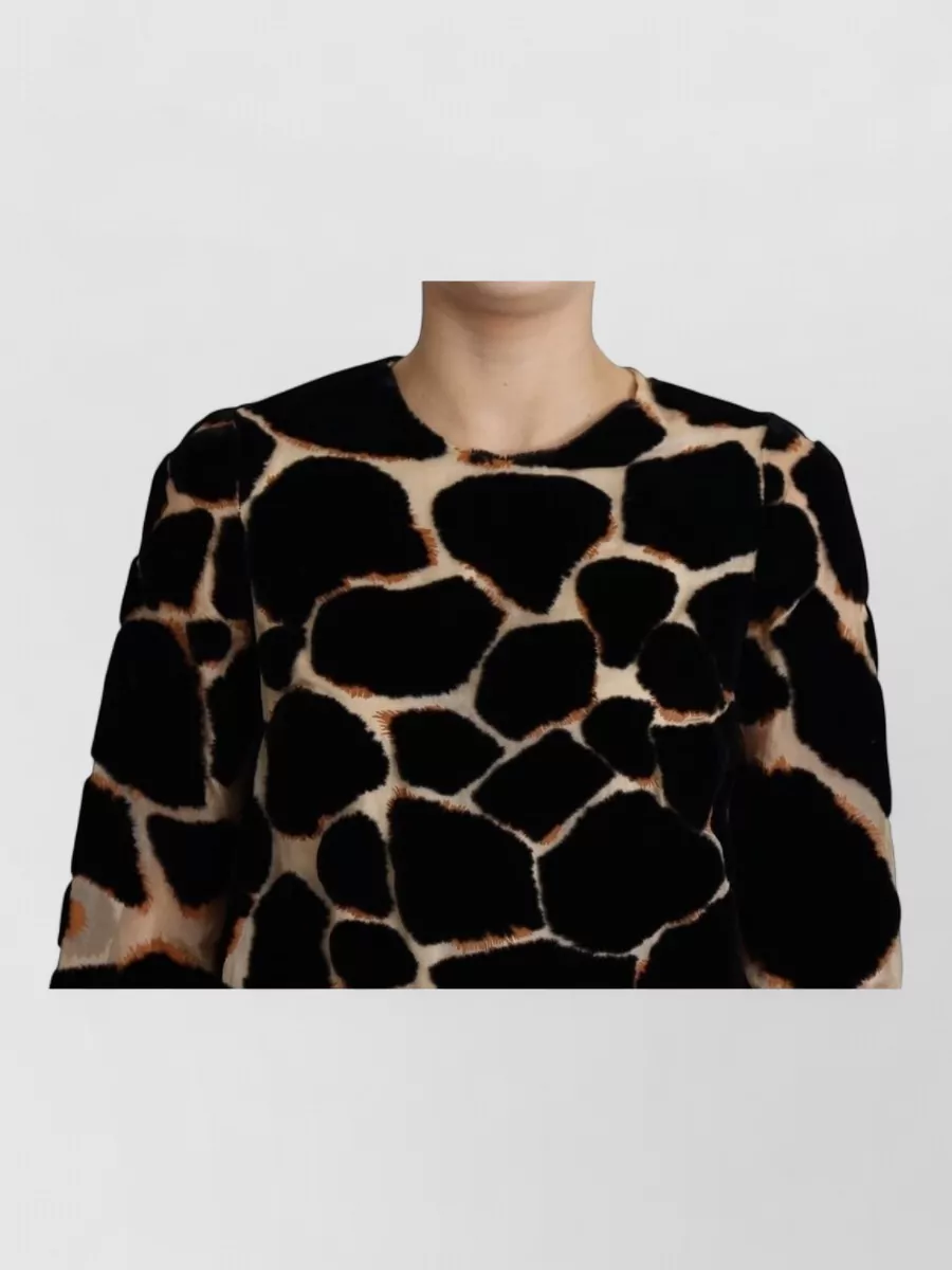 Dolce&Gabbana Silk Giraffe-Print Long-Sleeve Mini Dress
