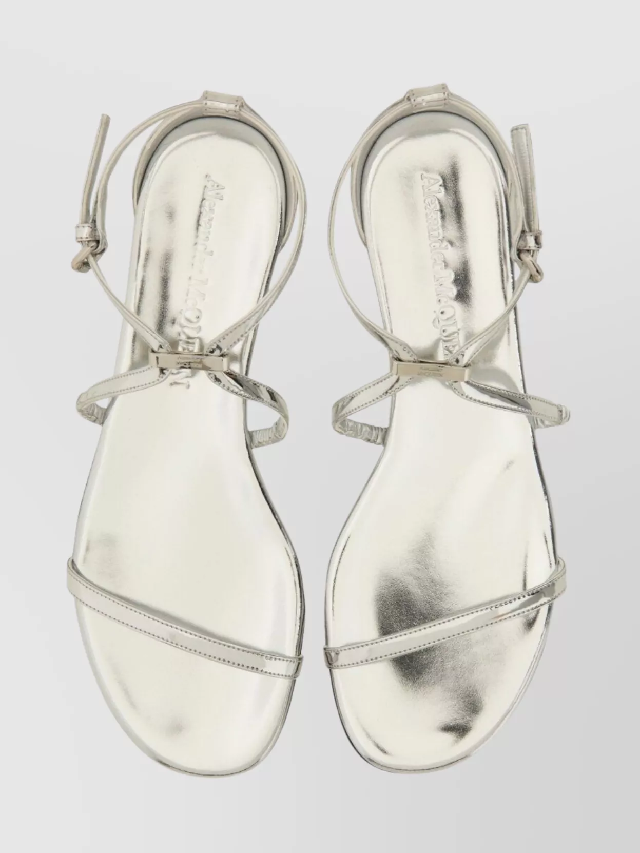 Alexander Mcqueen Metallic Strappy Sandal Ankle Strap