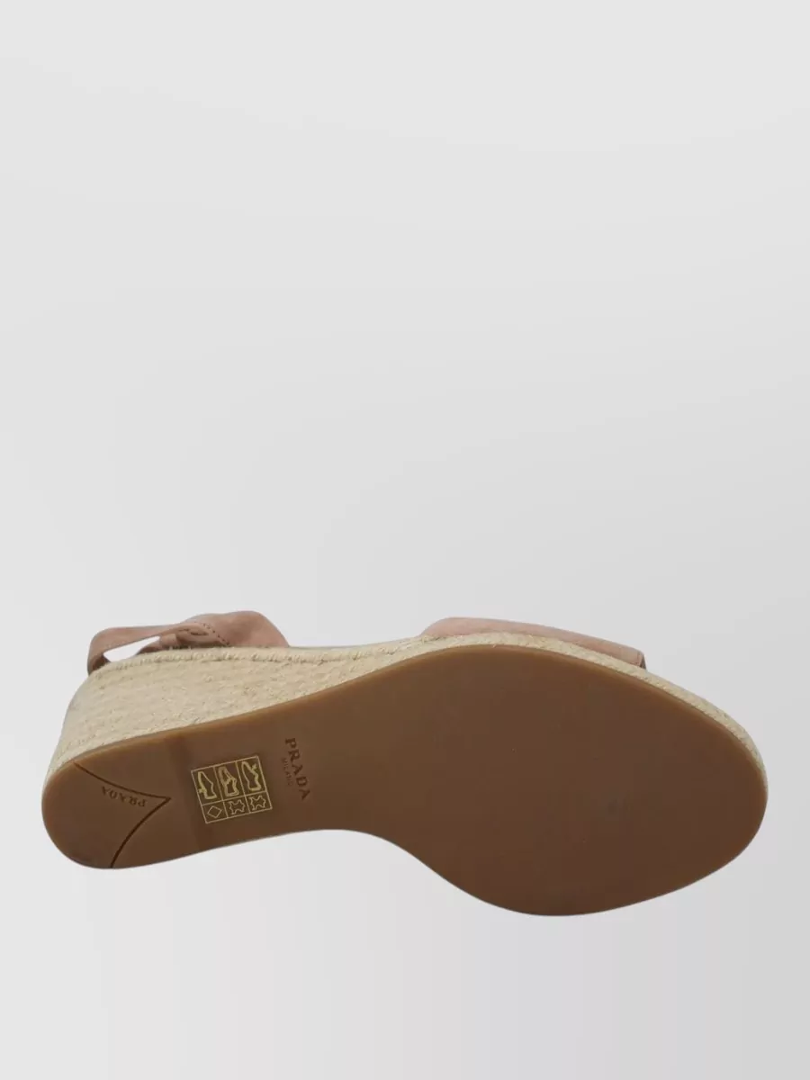 Prada Suede Leather Ankle Strap Espadrille Sandals