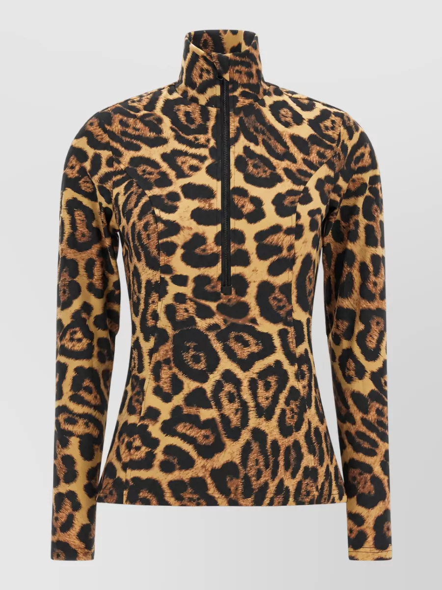 Goldbergh jaguar-print long-sleeve high-neck top