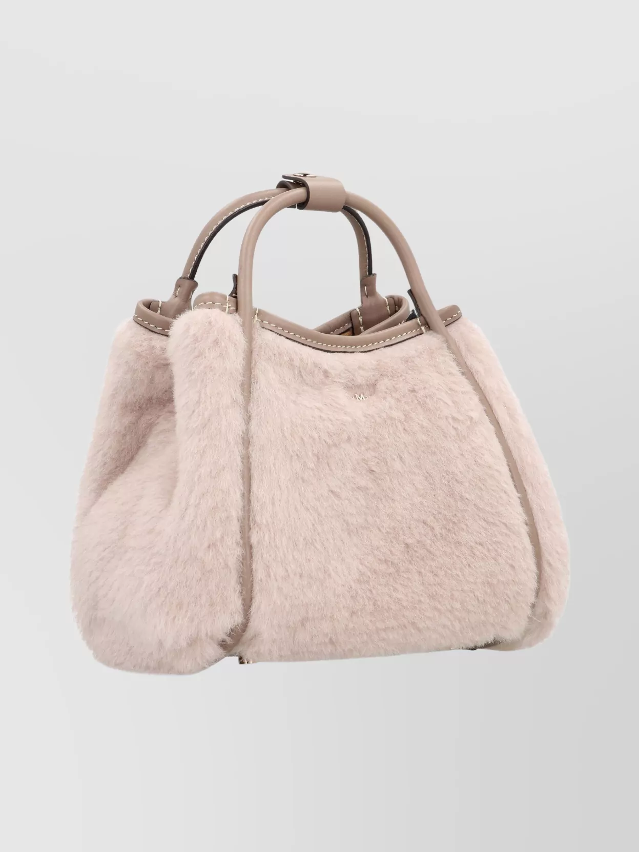 Max Mara Small Teddy Fabric Cross-body Bag In Neutral