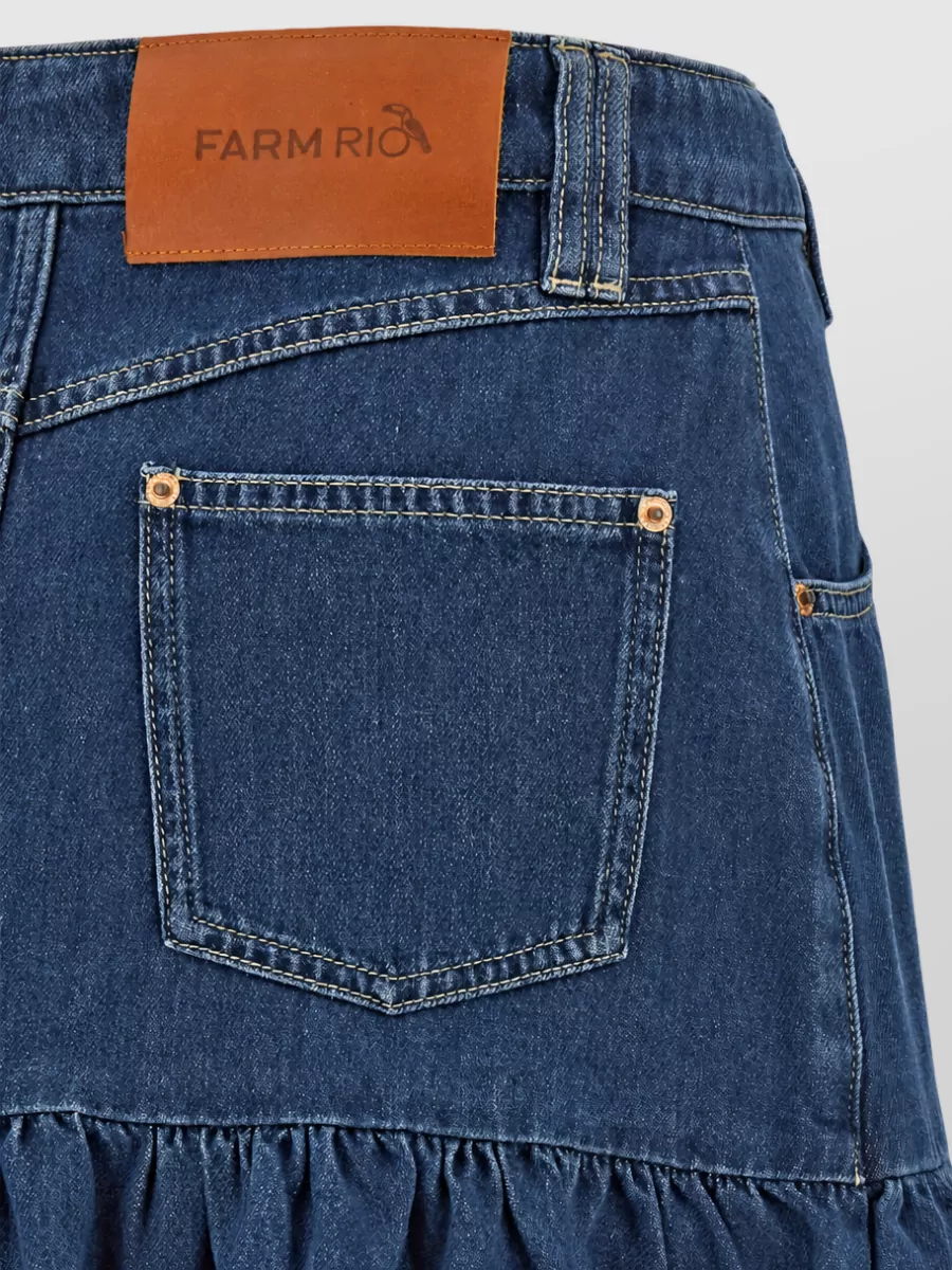 Farm Rio Denim Ruffled Mini Skirt