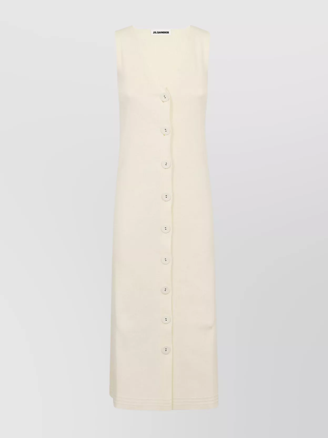 Shop Jil Sander Flattering V-neck Sleeveless Midi Dress With Side Slit