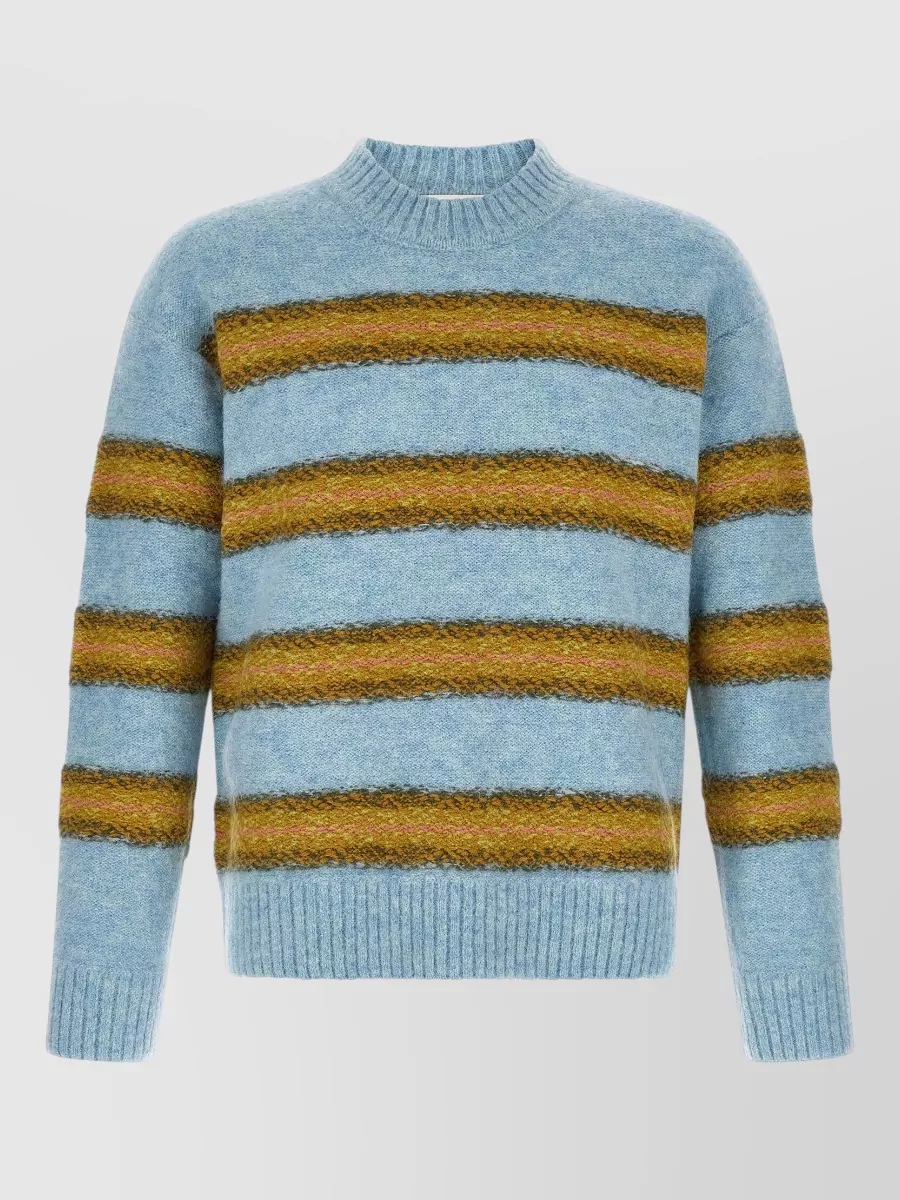 Dries Van Noten alpaca wool striped crewneck sweater