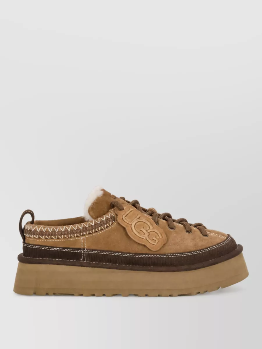 Ugg Leather Lace-Up Low-Top Sneakers