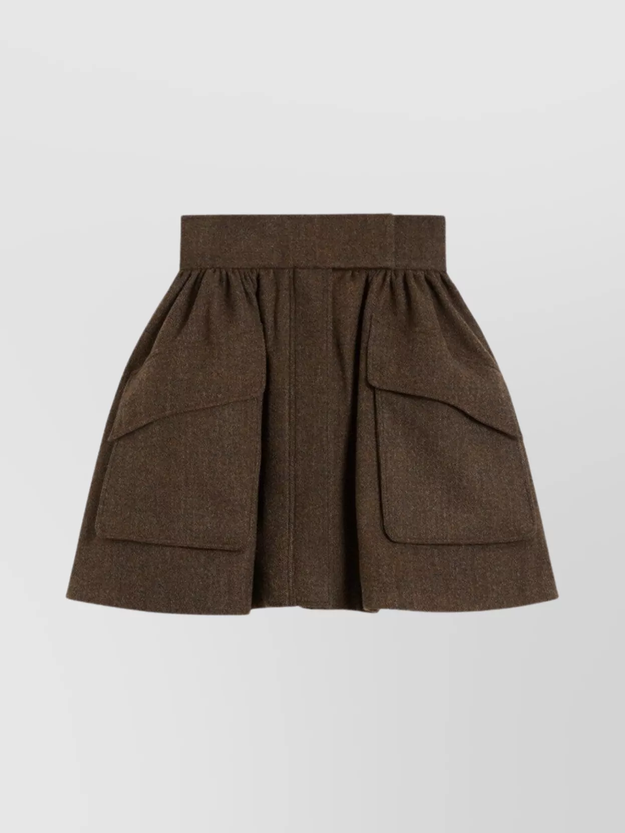 Max Mara A-line High-waisted Flared Wool Skirt In Brown