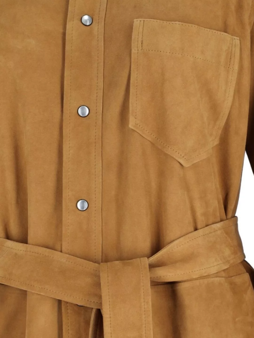 Polo Ralph Lauren Maxi Chemisier In Soft Brown Suede In Gold