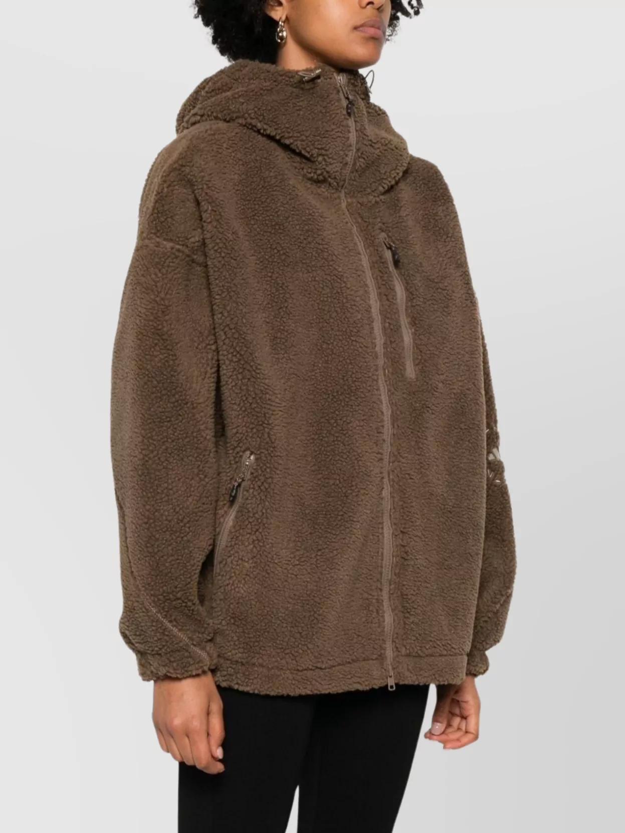 Adidas By Stella Mccartney Hooded Athletic Jacket Featuring Zip Pockets