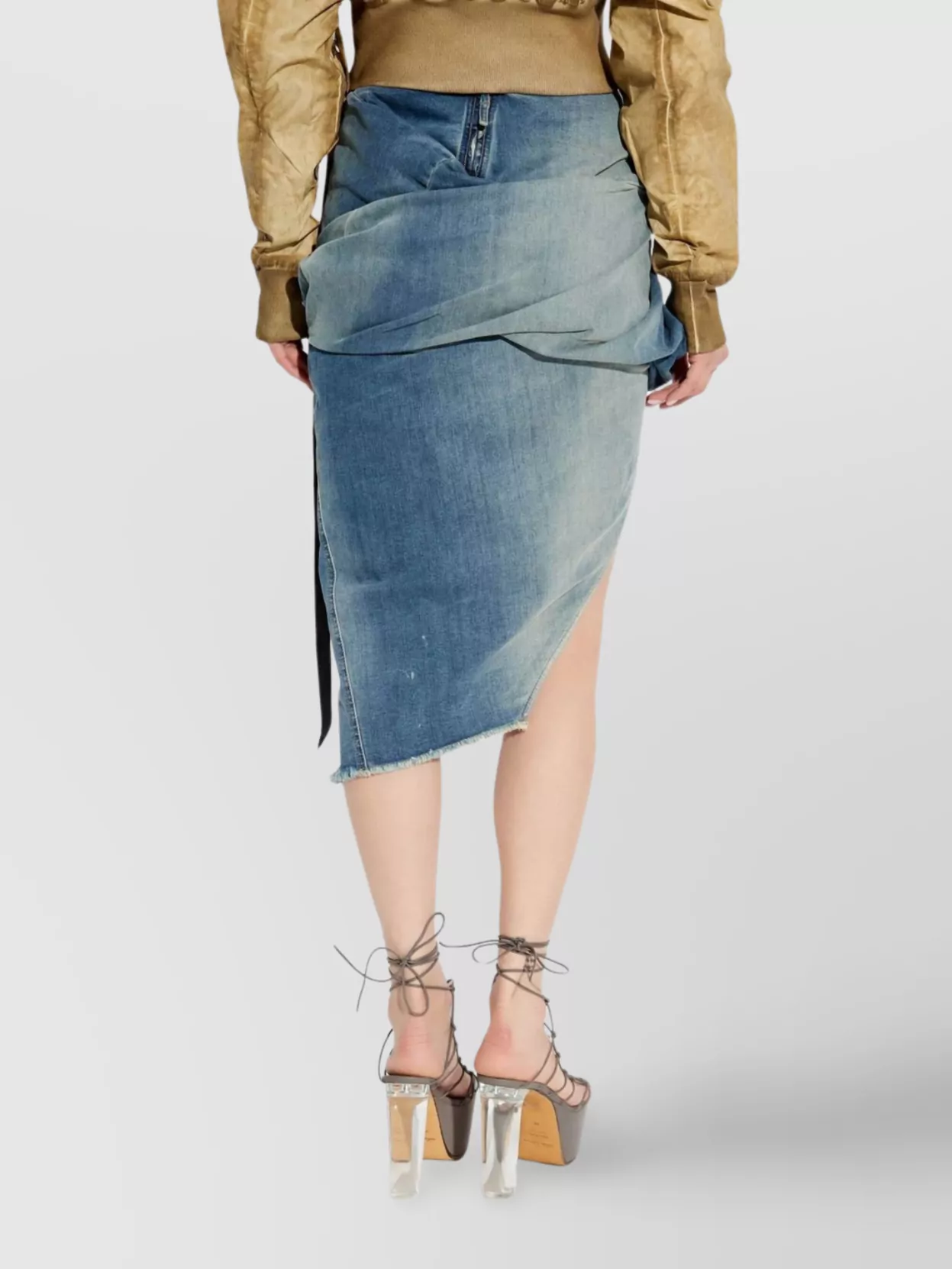 Rick Owens Drkshdw Asymmetric Draped Denim Skirt
