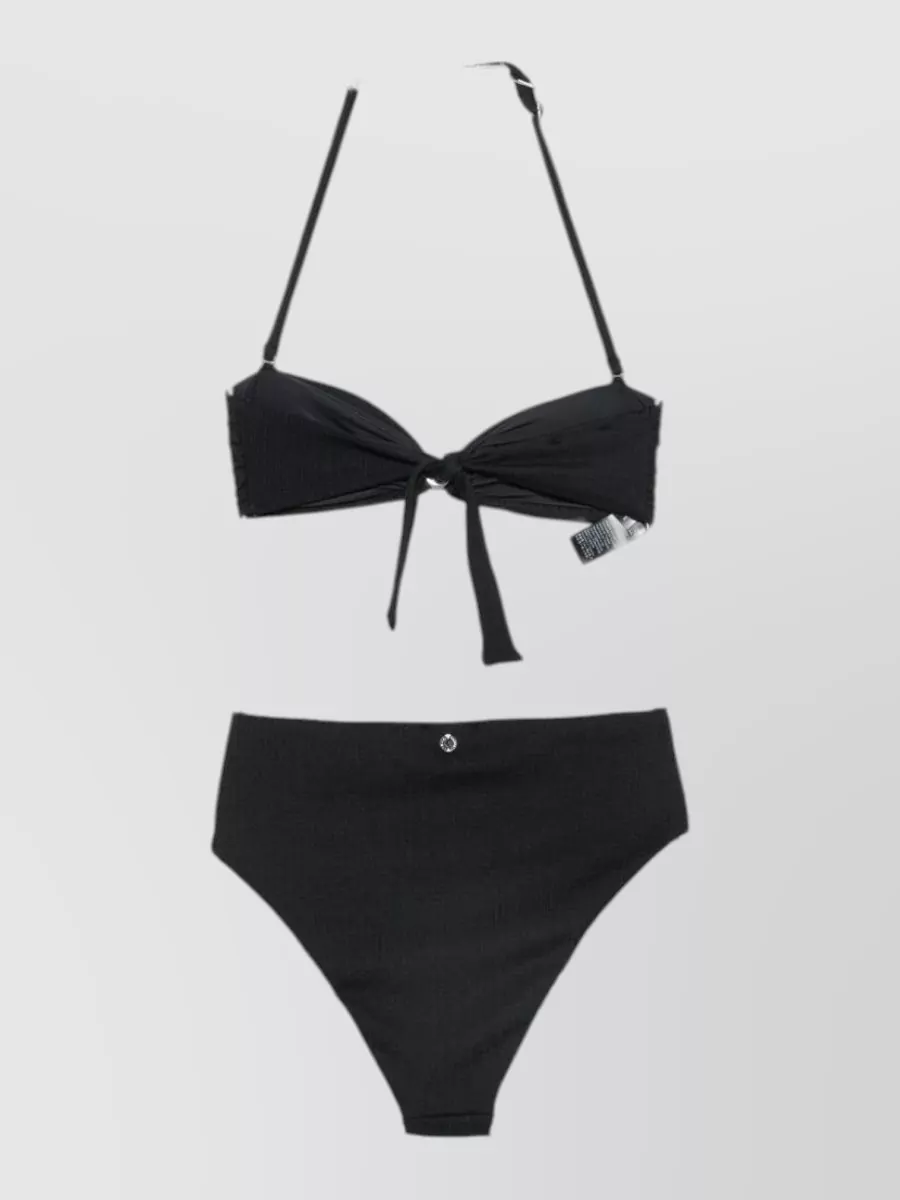 Emporio Armani crinkled halterneck tie-front bikini