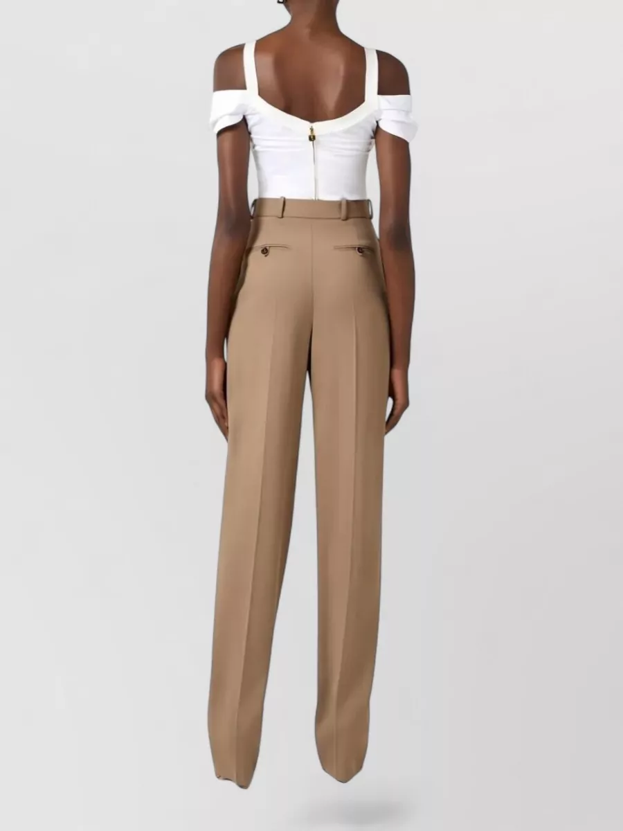 Elisabetta Franchi Gabardine Trousers Pleated Front Belt Loops