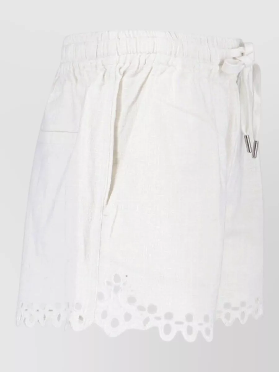 Isabel Marant Etoile Cotton Openwork Embroidered Knee-Length Shorts