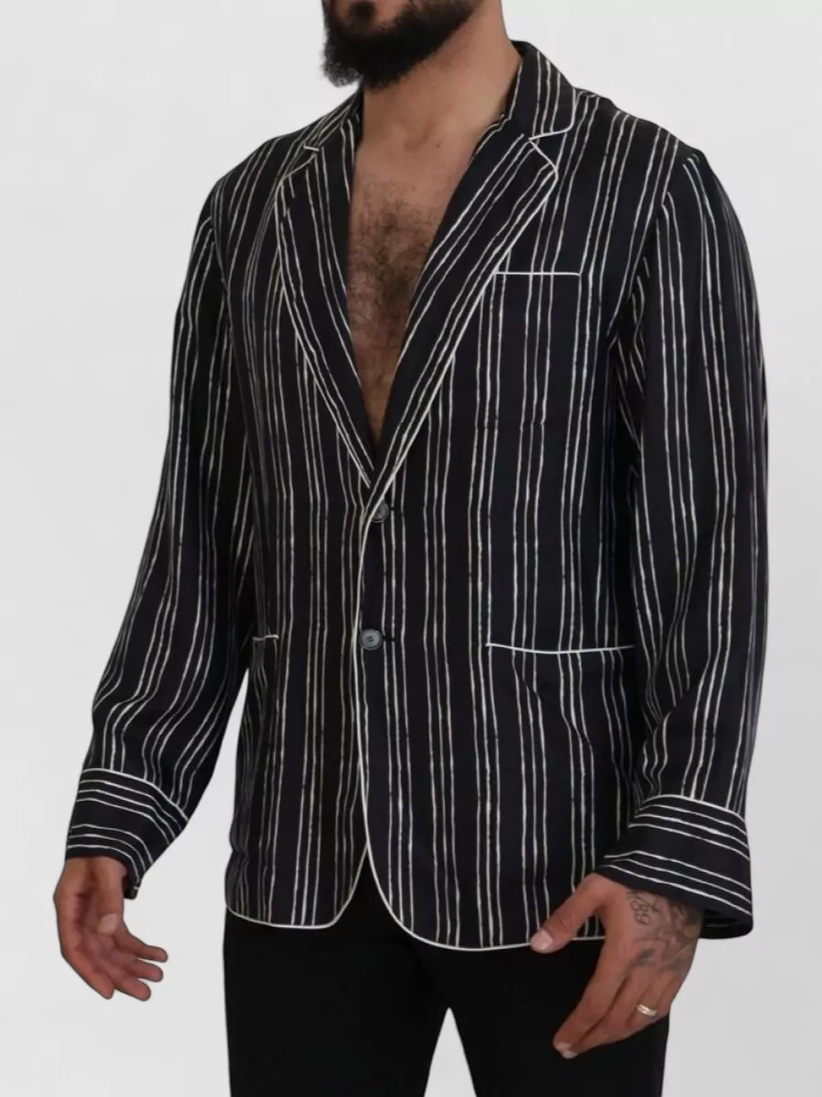 Dolce&Gabbana Silk Striped Single-Breasted Blazer