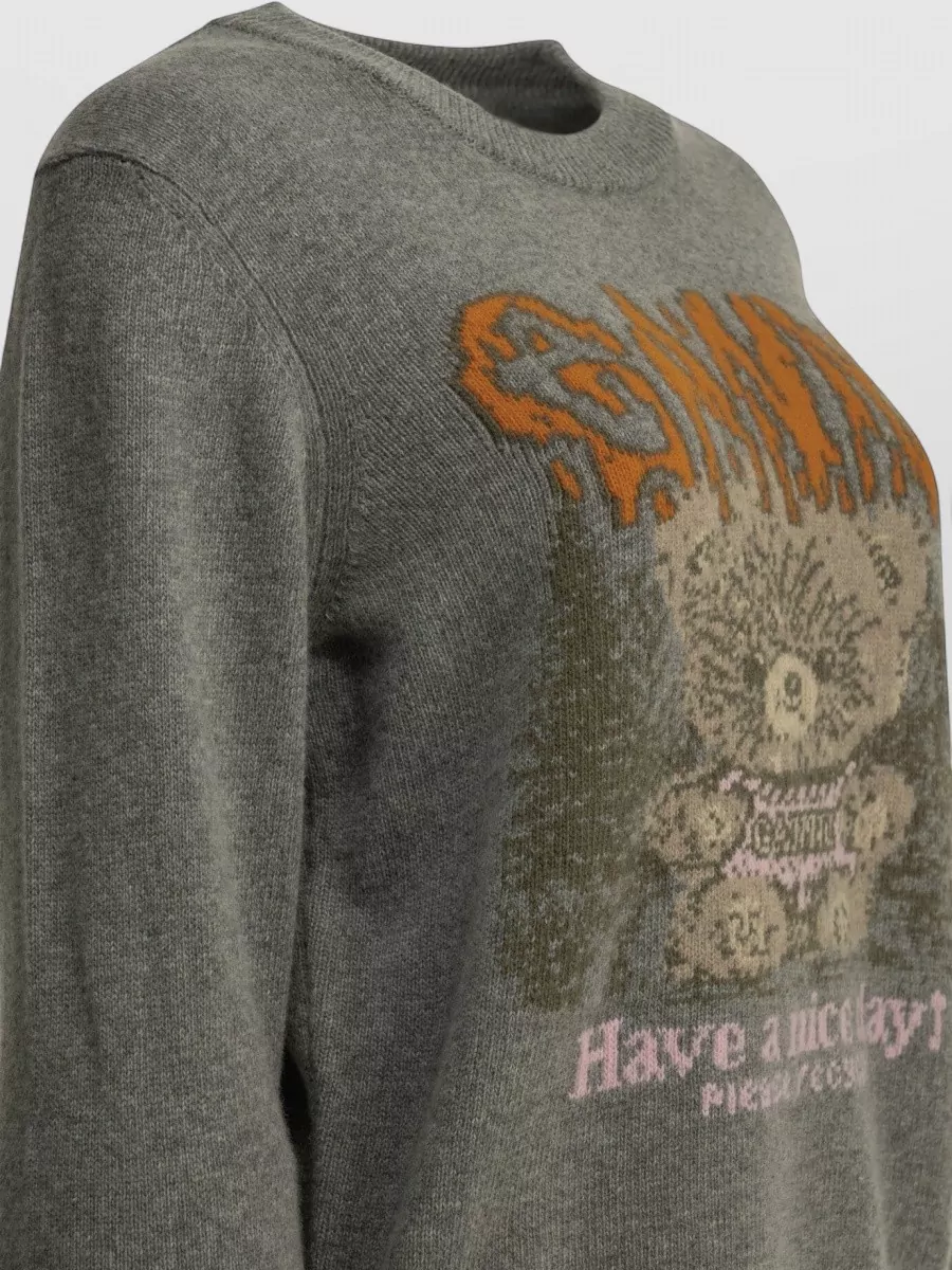 Ganni Wool Blend Graphic Intarsia Sweater