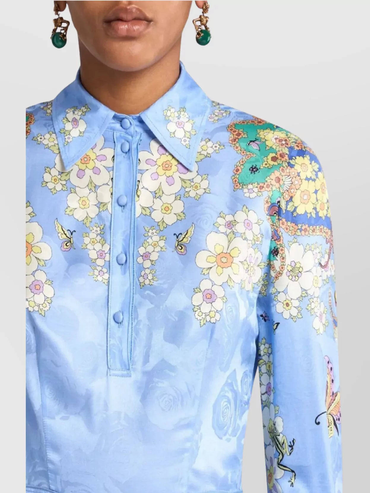 Etro Floral Paisley Long Sleeve Midi Dresses